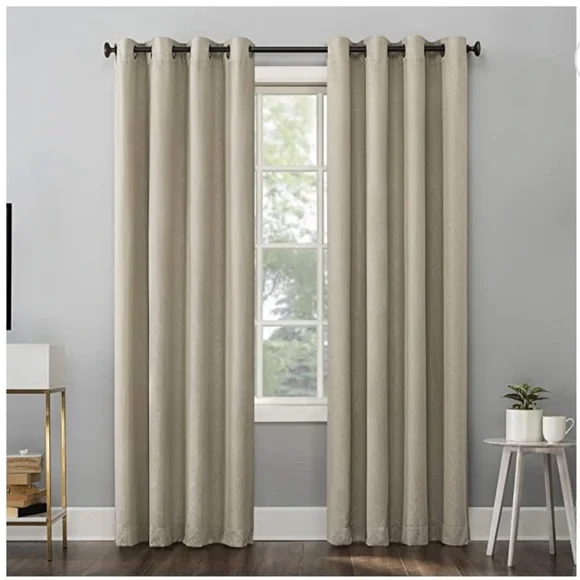 Sun Zero Pasqual Chevron Thermal 100% Blackout Grommet 2 Panels Curtain 52 X 96 - Picture 1 of 10